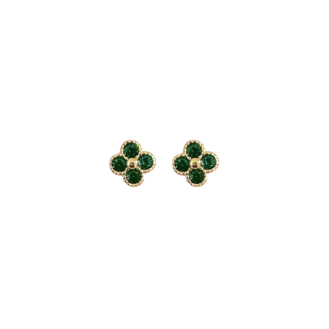 Aretes trébol mini verde