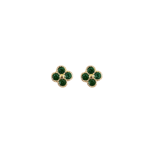 Aretes trébol mini verde