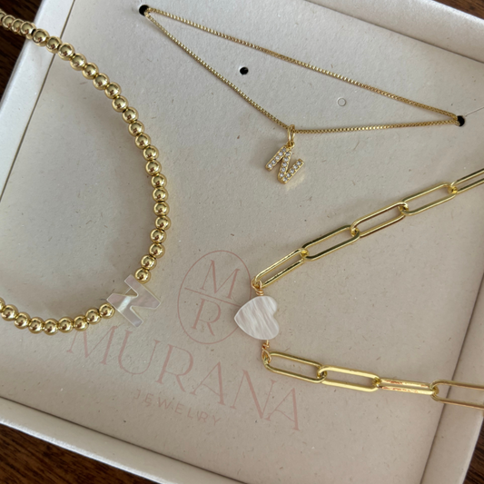 Choker corazón madre perla