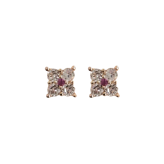 Aretes Flor Zirconia Pink
