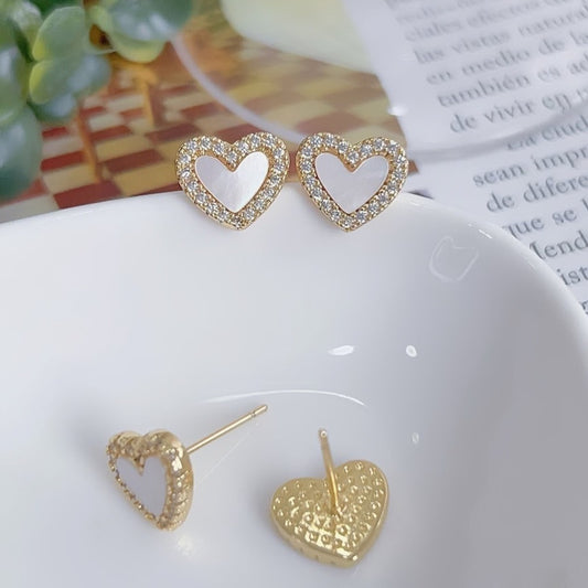Aretes corazón perlado