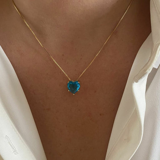 Cadena corazón azul