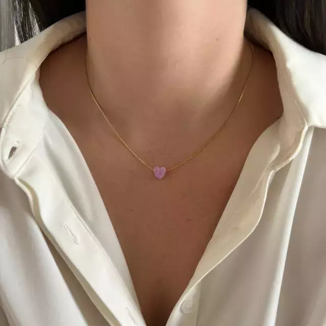 Cadena corazón en ópalo