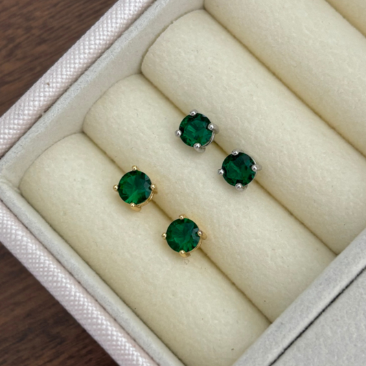 Aretes circon verde silver & gold