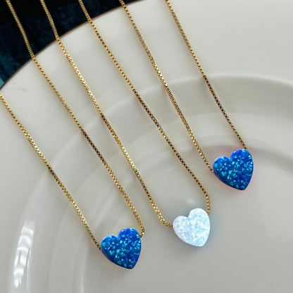 Cadena corazón en ópalo