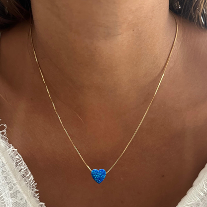 Cadena corazón en ópalo