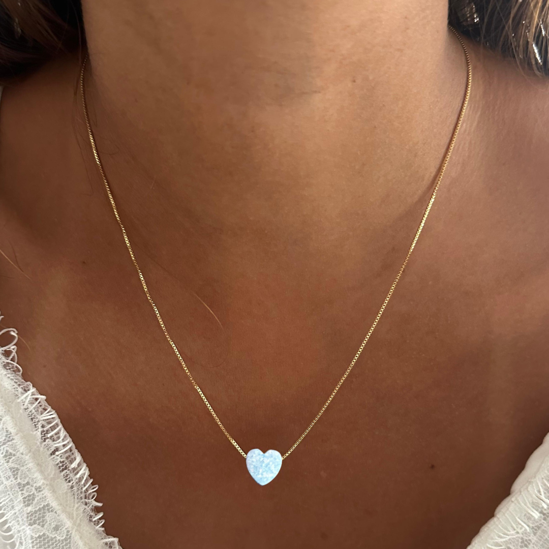 Cadena corazón en ópalo
