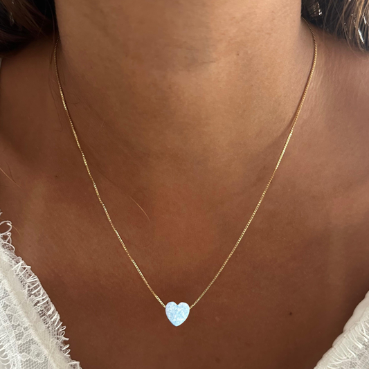 Cadena corazón en ópalo