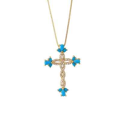 Cadena cruz turquesa
