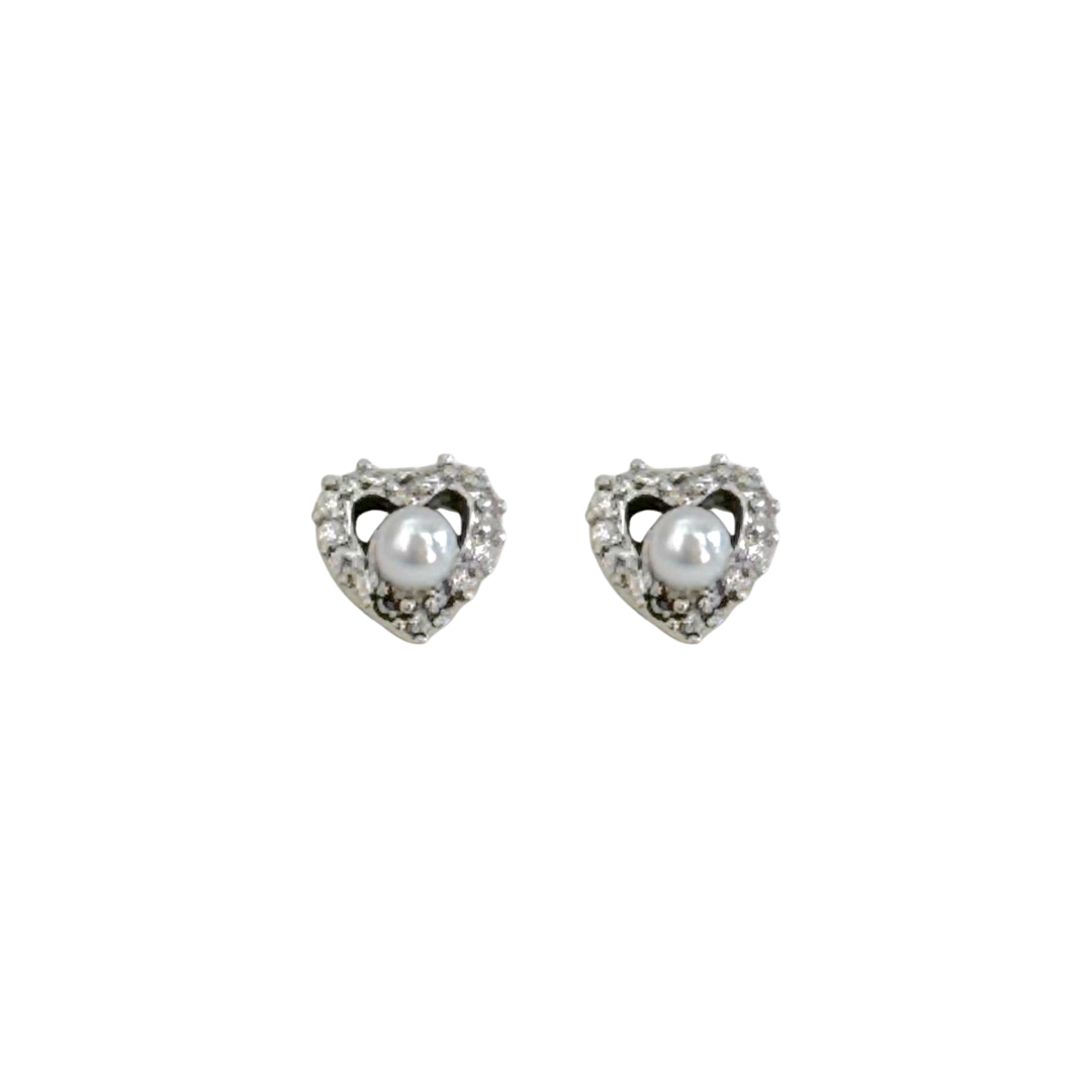 Aretes corazón perla mini