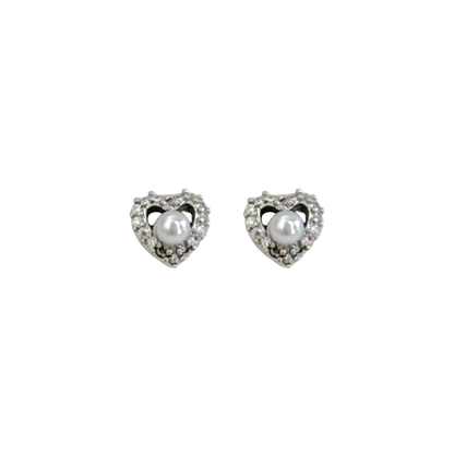 Aretes corazón perla mini