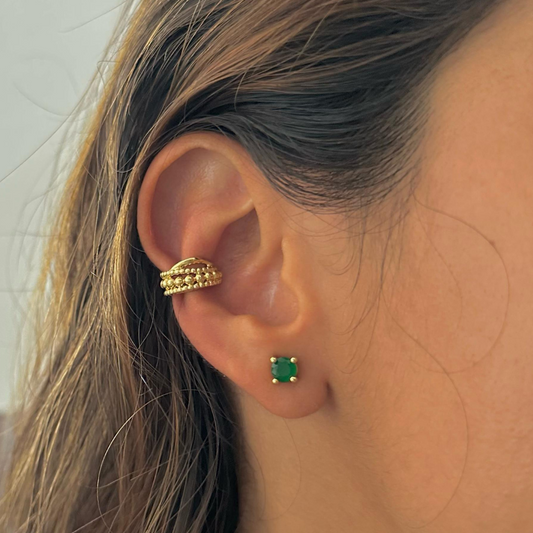Aretes circon verde silver & gold