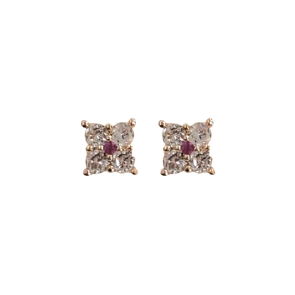 Aretes Flor Zirconia Pink