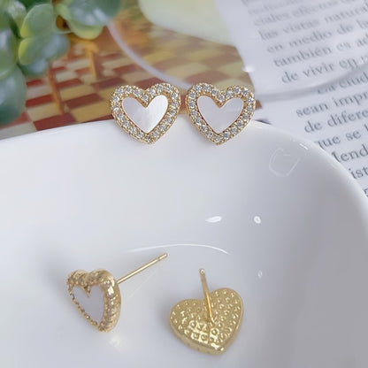 Aretes corazón perlado