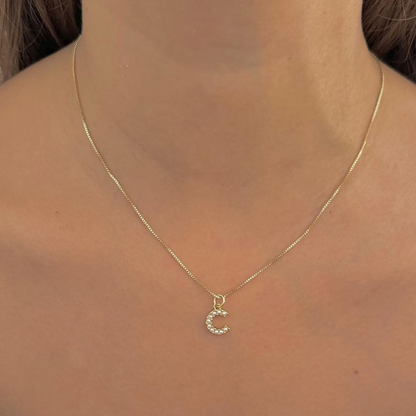 Cadena iniciales con perlas mini