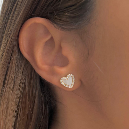 Aretes corazón perlado