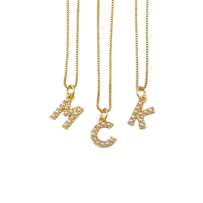 Cadena iniciales con perlas mini