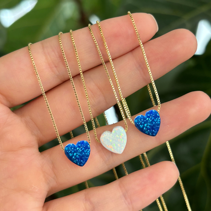 Cadena corazón en ópalo