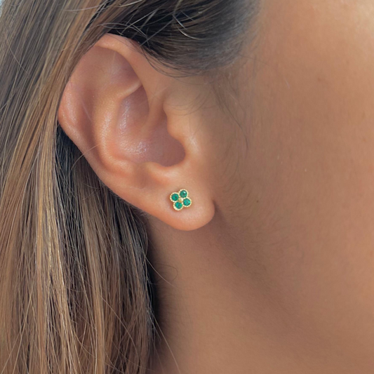 Aretes trébol mini verde