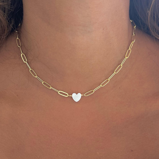 Choker corazón madre perla