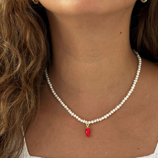 Choker perlas con pimientos