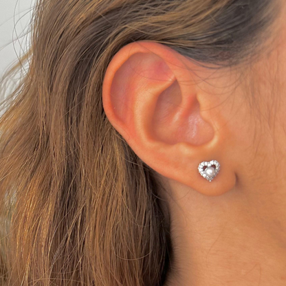 Aretes corazón perla mini